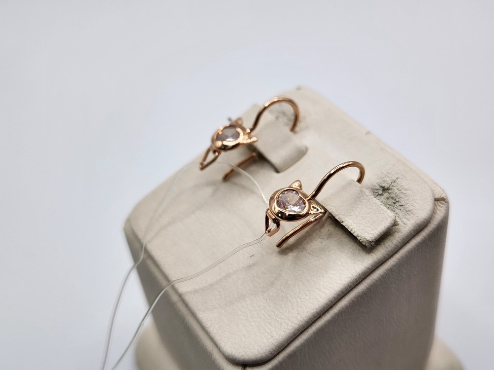 СЕРЬГИ ПЕТЕЛЬКА с камнем (Au 585)