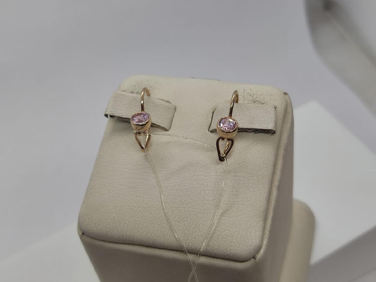 СЕРЬГИ ПЕТЕЛЬКА с камнем (Au 585)