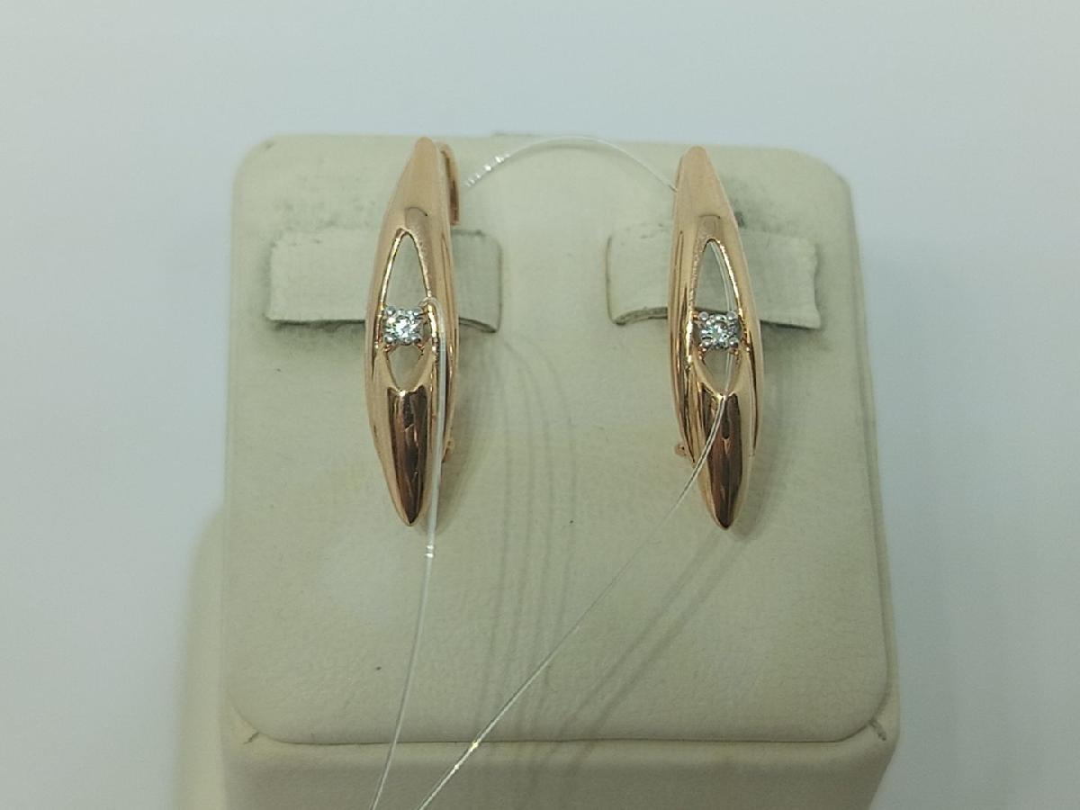 СЕРЬГИ ПЕТЕЛЬКА с камнем (Au 585)