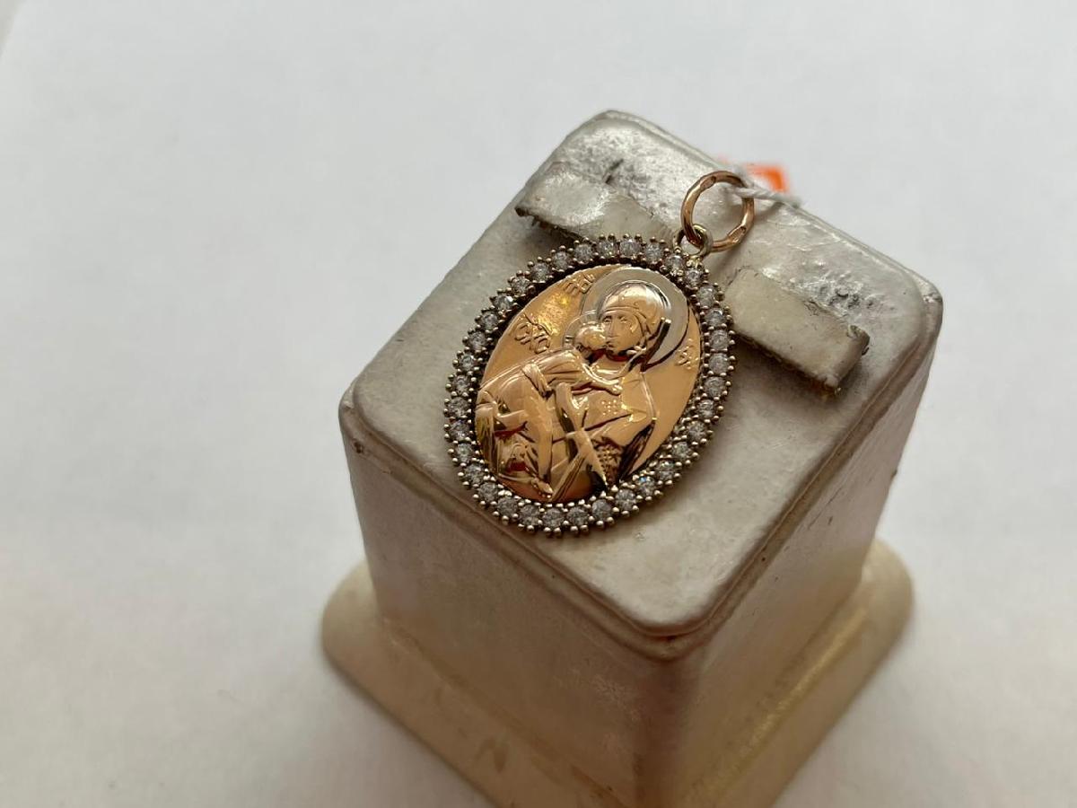 ПОДИКИ585 ПОДВЕСКА ИКОНА С КАМНЯМИ (Au 585)