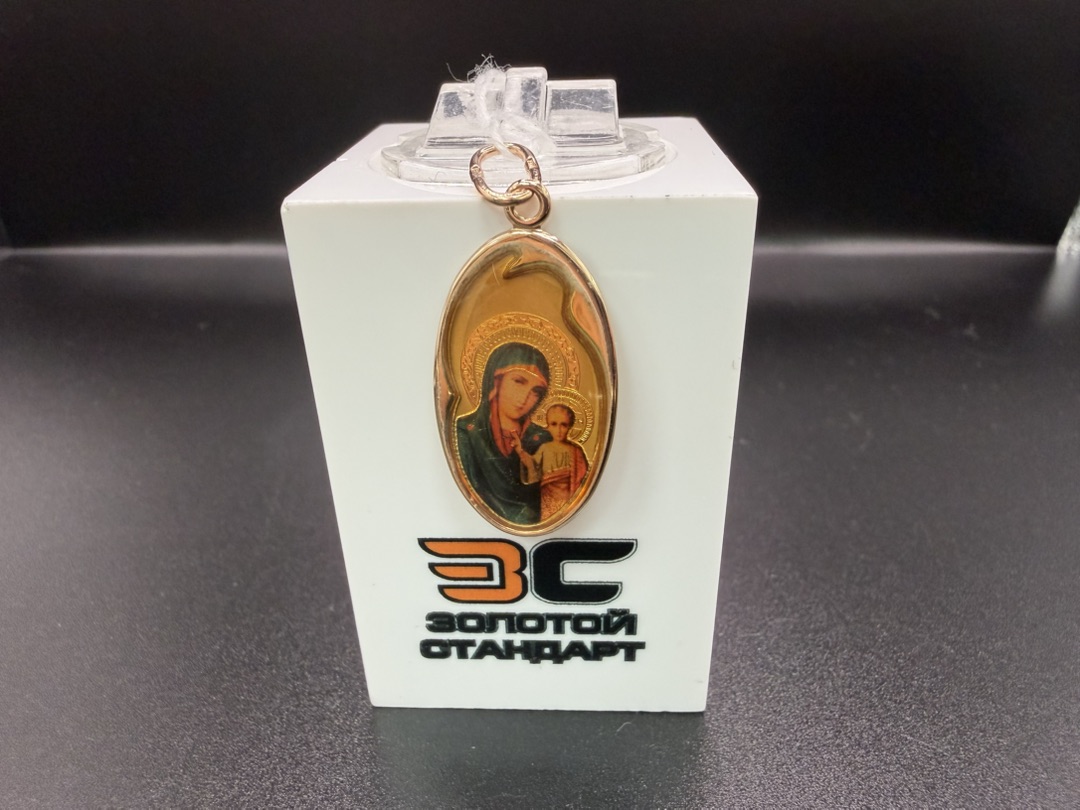 ПОДИКМ585 ПОДВЕСКА ИКОНА С КАМНЕМ (Au 585)