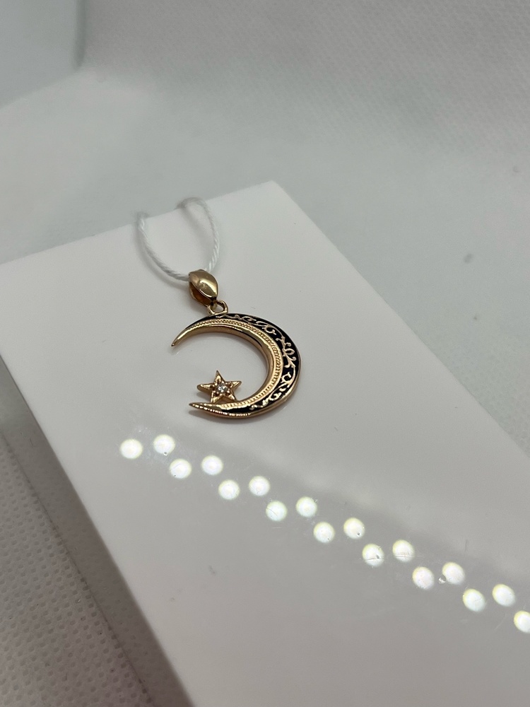 ПОДПКИ585 ПОДВЕСКА ПОЛУМЕСЯЦ С КАМНЯМИ (Au 585)