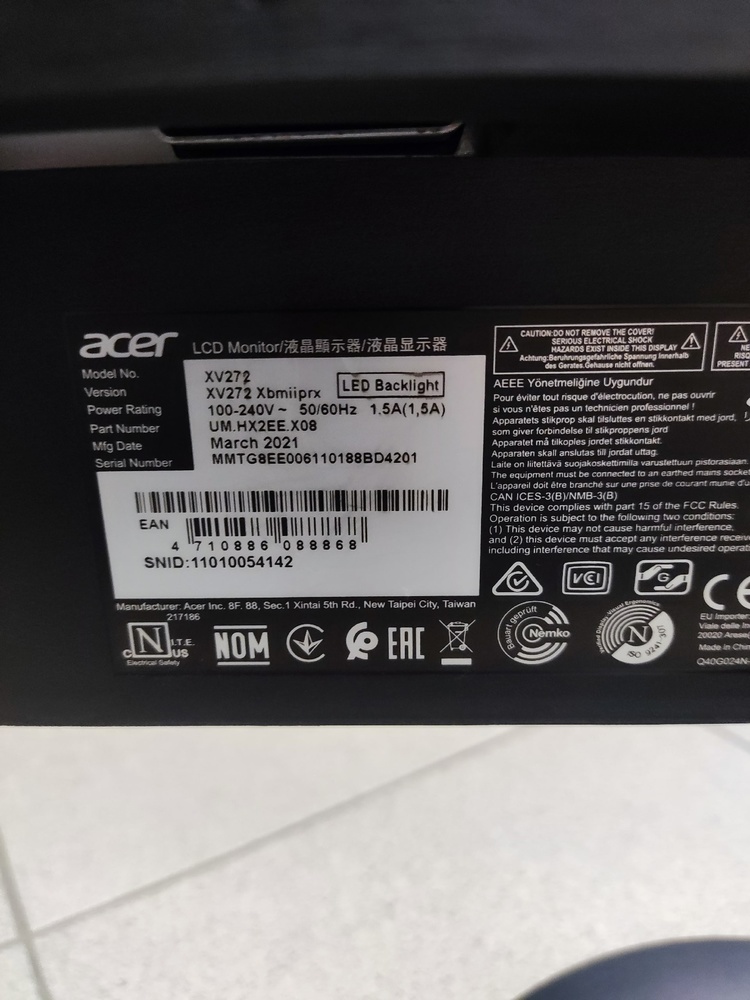 Монитор Acer XV272U