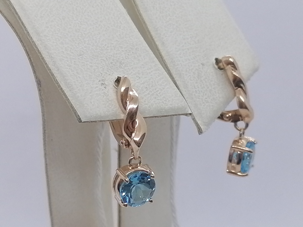 СКМ585 СЕРЬГИ С КАМНЕМ (Au 585)