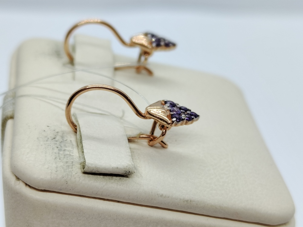 С13211234 СЕРЬГИ ПЕТЕЛЬКА с камнями (Au 585)