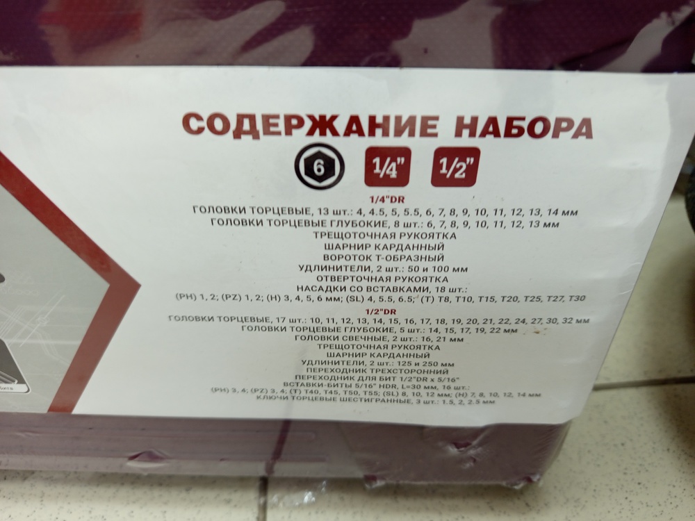 Набор инструментов Thorvik TS094 универсальный 1/4 1/2DR