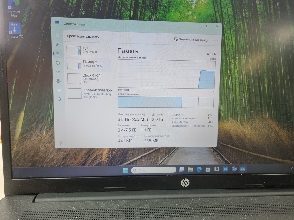 Ноутбук HP 15-eq1073 ur; Silver 3050U, HD Graphics, 8 Гб, 256 Гб, Нет