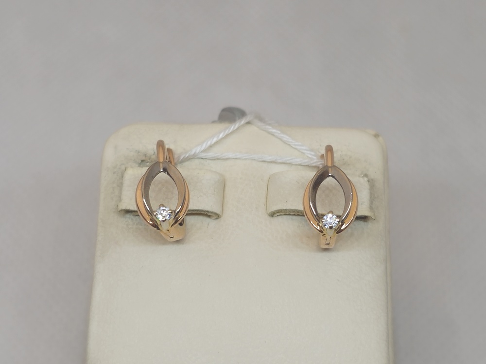 СКМ585 СЕРЬГИ С КАМНЕМ (Au 585)