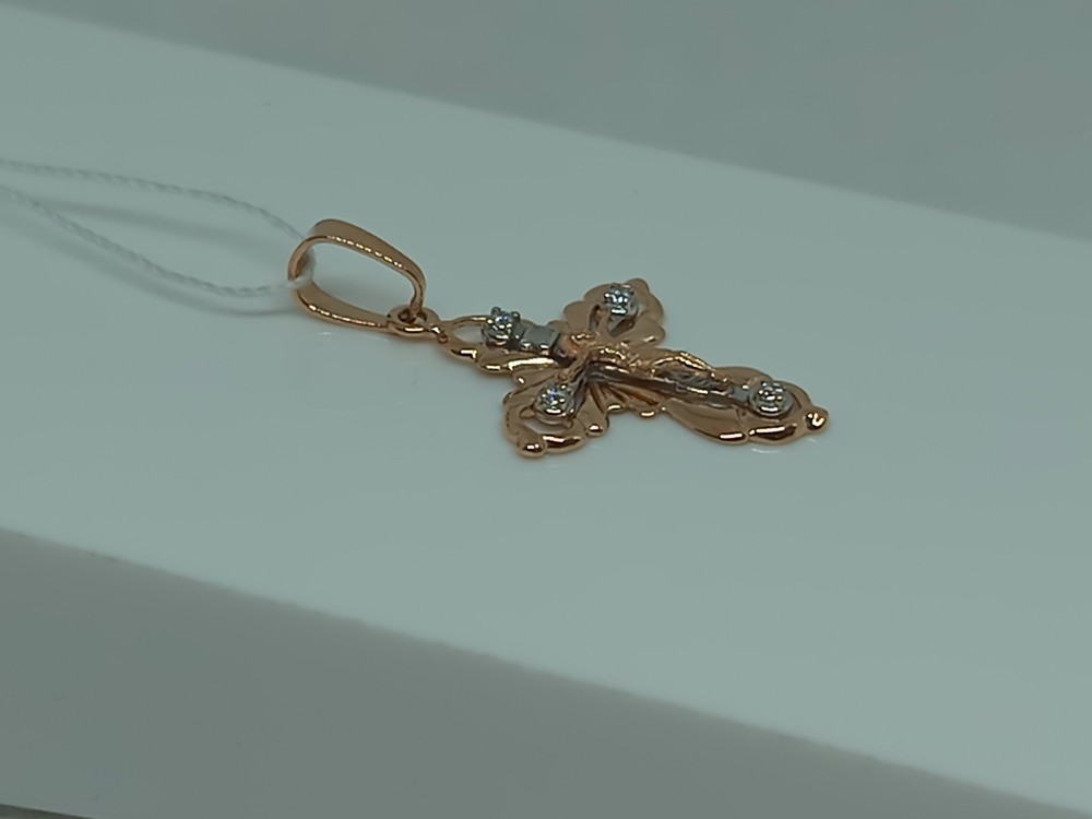 ПОДККИ585 ПОДВЕСКА КРЕСТ С КАМНЯМИ (Au 585)