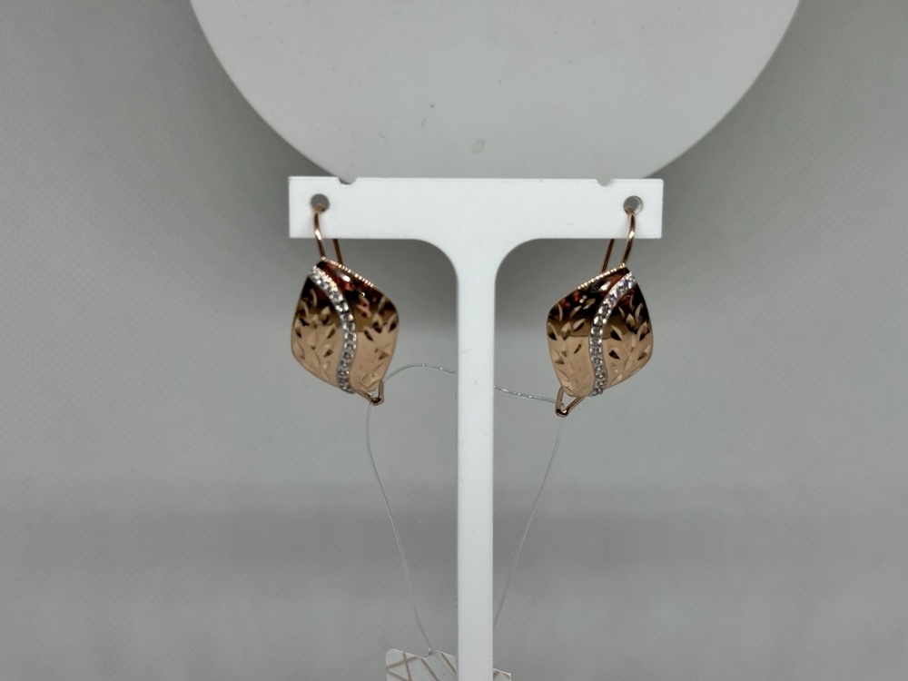 СЕРЬГИ ПЕТЕЛЬКА с камнями (Au 585)