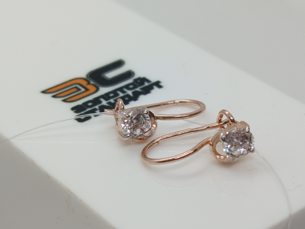 СЕРЬГИ ПЕТЕЛЬКА с камнем (Au 585)