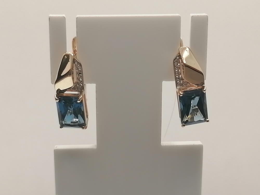 СЕРЬГИ ЛОНДОН-ТОПАЗ с камнями (Au 585)