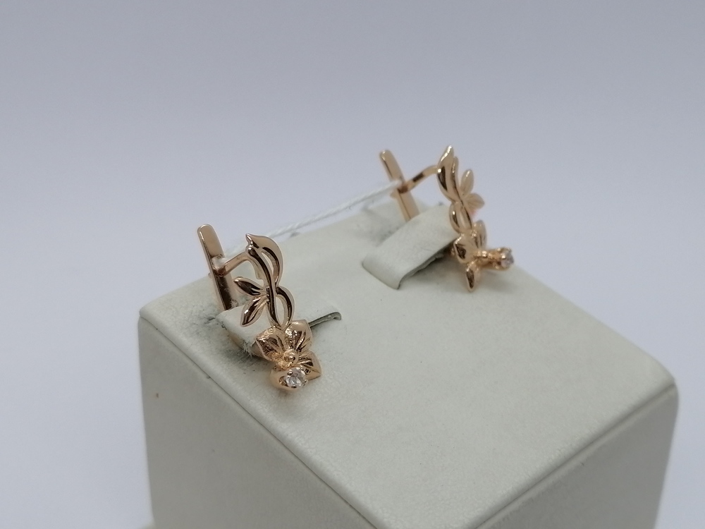 СКМ585 СЕРЬГИ С КАМНЕМ (Au 585)