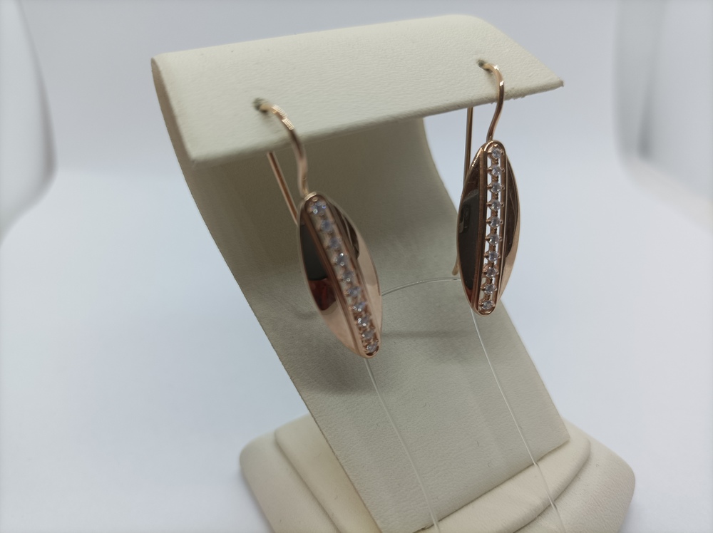 СЕРЬГИ ПЕТЕЛЬКА с камнями (Au 585)