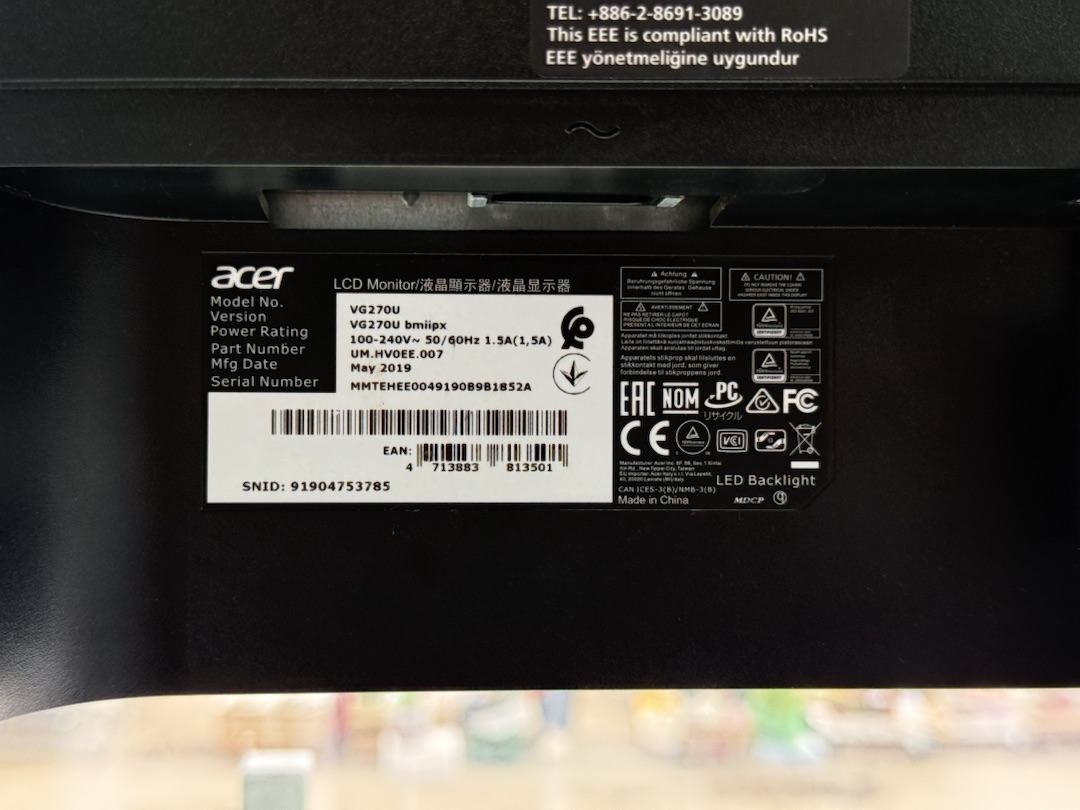 Монитор Acer VG270Ubmiipx