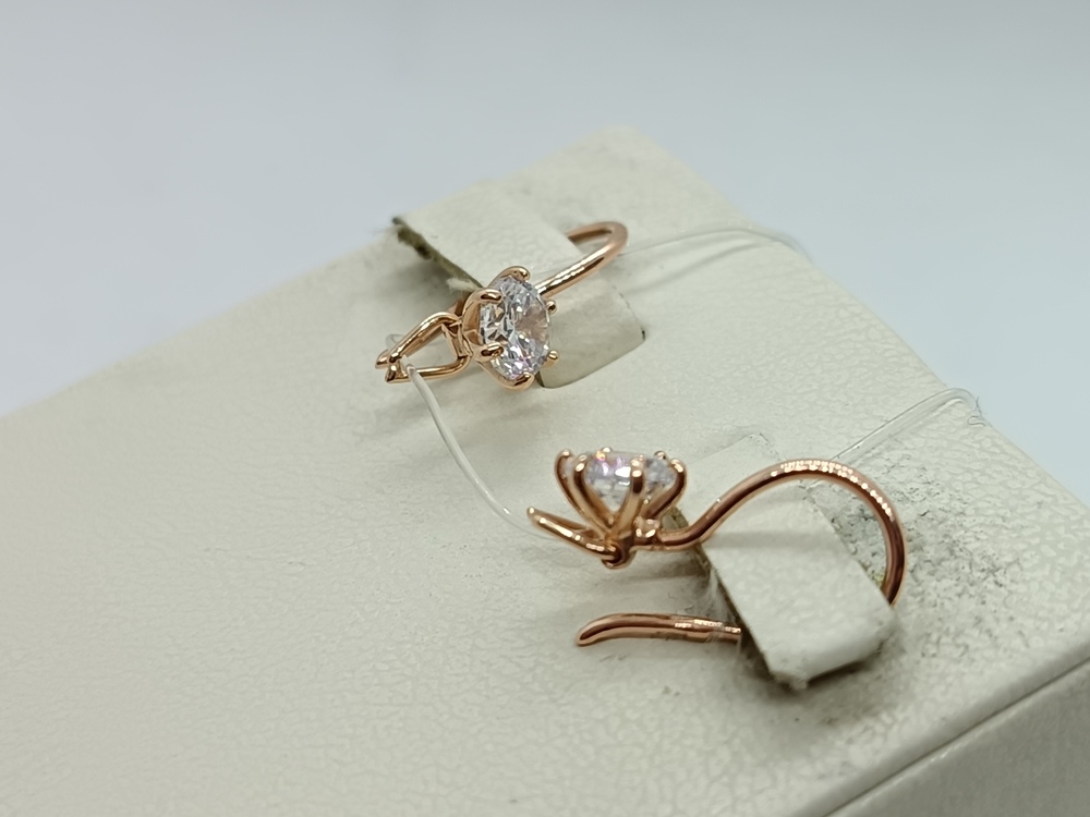 СЕРЬГИ ПЕТЕЛЬКА с камнем (Au 585)