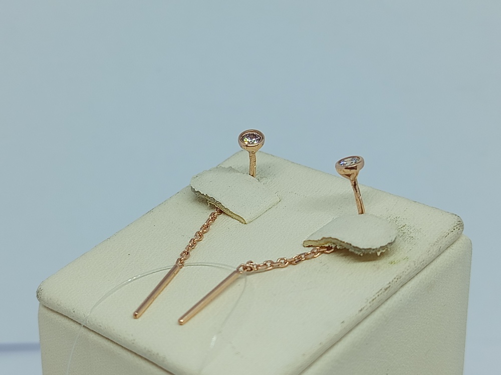 СЕРЬГИ ПРОДЕВКИ с камнем (Au 585) СЕРЬГИ ПРОДЕВКИ с камнем (Au 585)