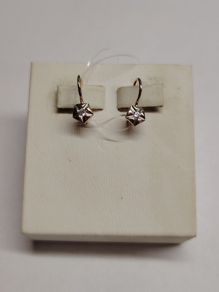 СЕРЬГИ ПЕТЕЛЬКА с камнем (Au 585)