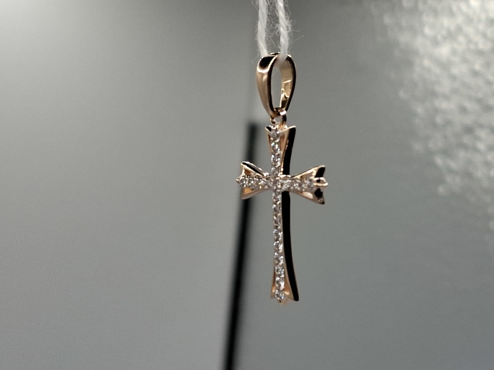 ПОДККИ585 ПОДВЕСКА КРЕСТ С КАМНЯМИ (Au 585)