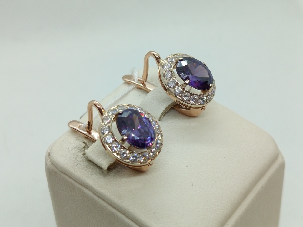 СКМИ585 СЕРЬГИ С КАМНЯМИ (Au 585)