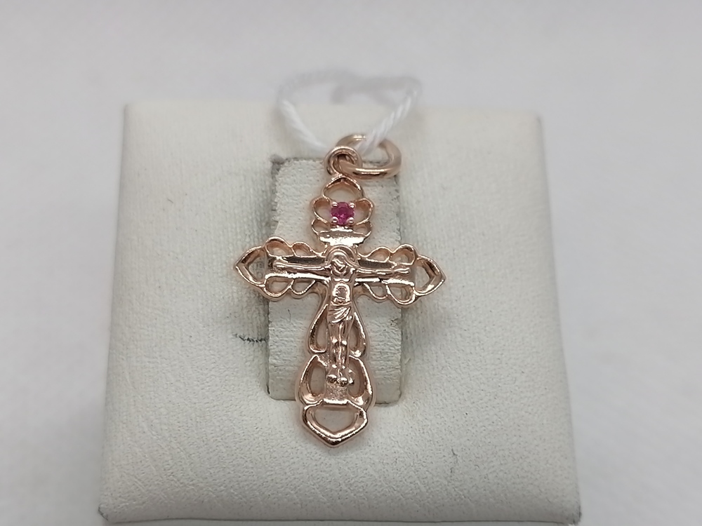 ПОДККИ585 ПОДВЕСКА КРЕСТ С КАМНЕМ (Au 585)