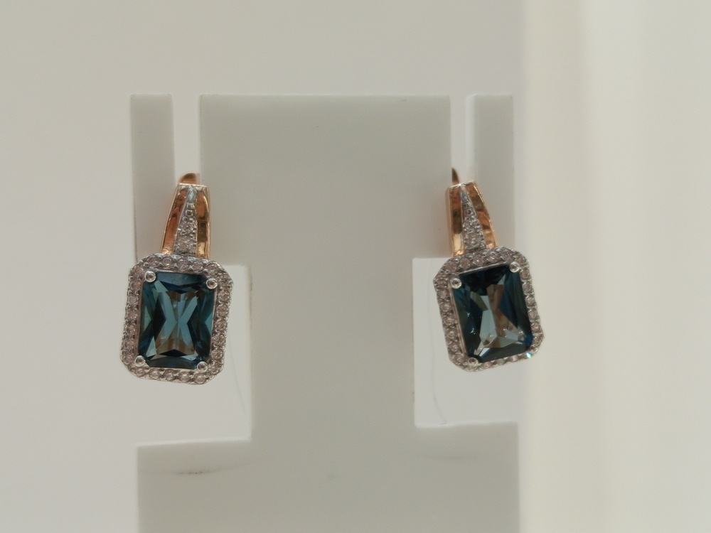 СЕРЬГИ ЛОНДОН-ТОПАЗ с камнями (Au 585)