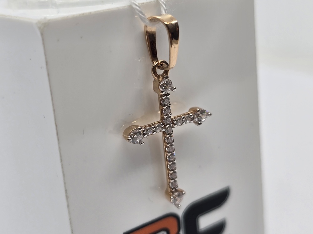 ПОДККИ585 ПОДВЕСКА КРЕСТ С КАМНЯМИ (Au 585)