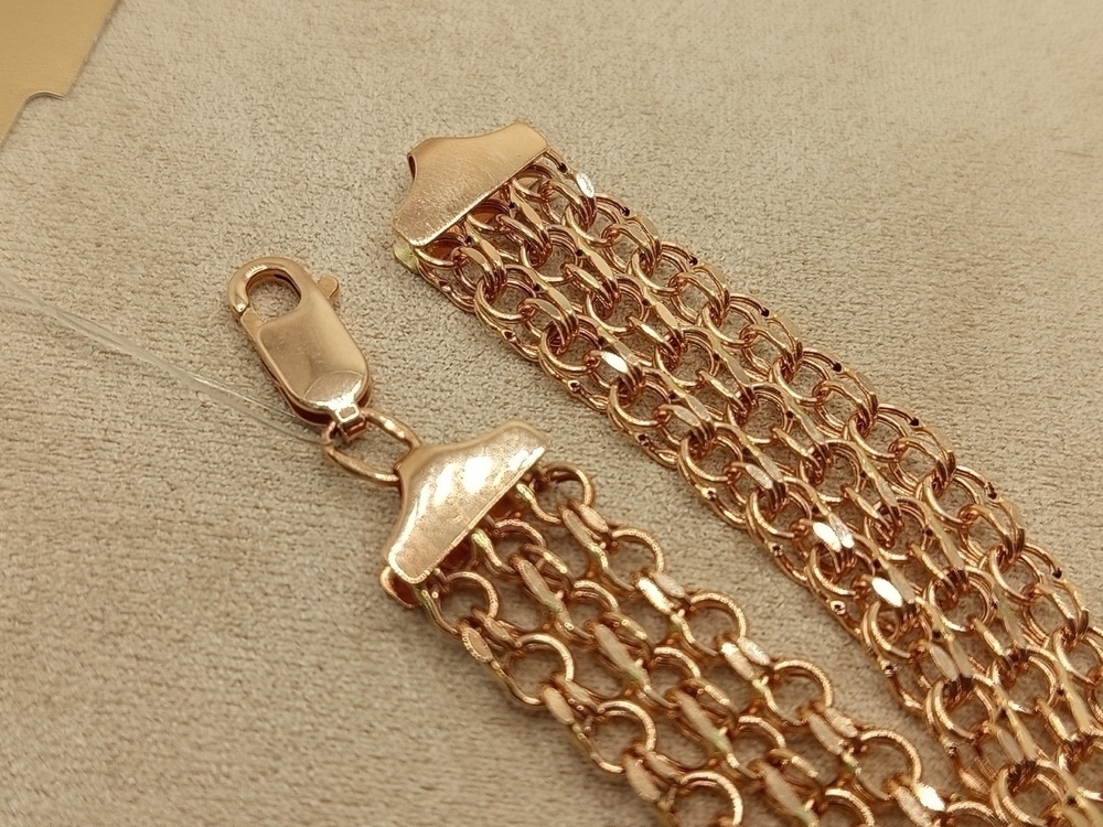 БРАСЛЕТ ПУСТОТЕЛЫЙ Бисмарк тройной (Au 585)