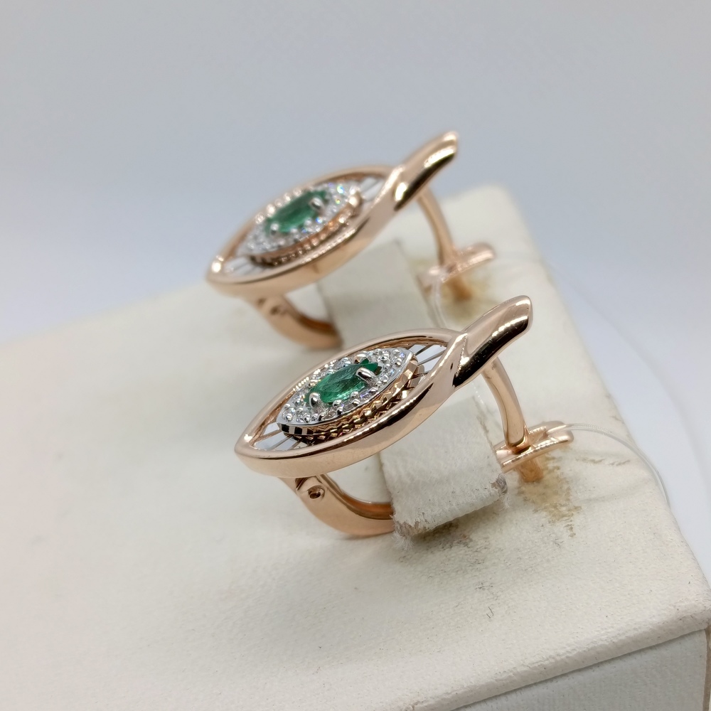 СЕРЬГИ Бриллиант, изумруд (Au 585)