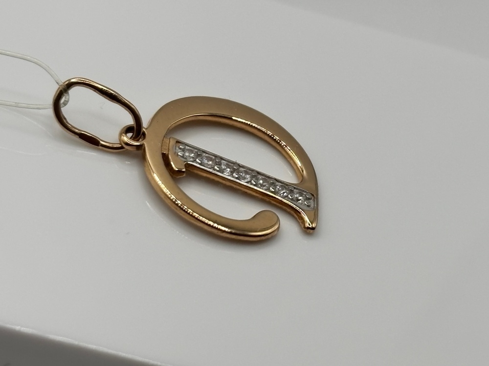 5727 "Д" ПОДВЕСКА БУКВА Д с камнями (Au 585)