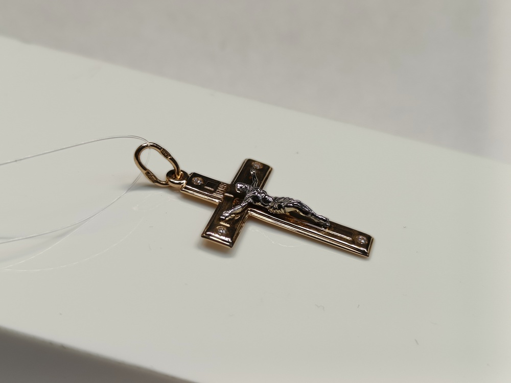 ПОДВЕСКА КРЕСТ с камнями (Au 585)