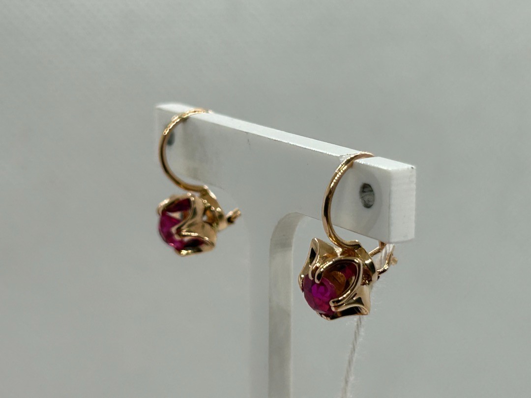 СКМ583 СЕРЬГИ С КАМНЕМ (Au 583)