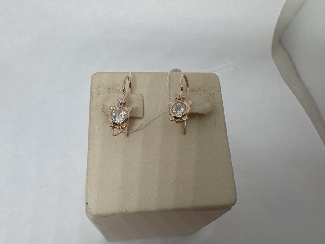 СЕРЬГИ ПЕТЕЛЬКА с камнями (Au 585)