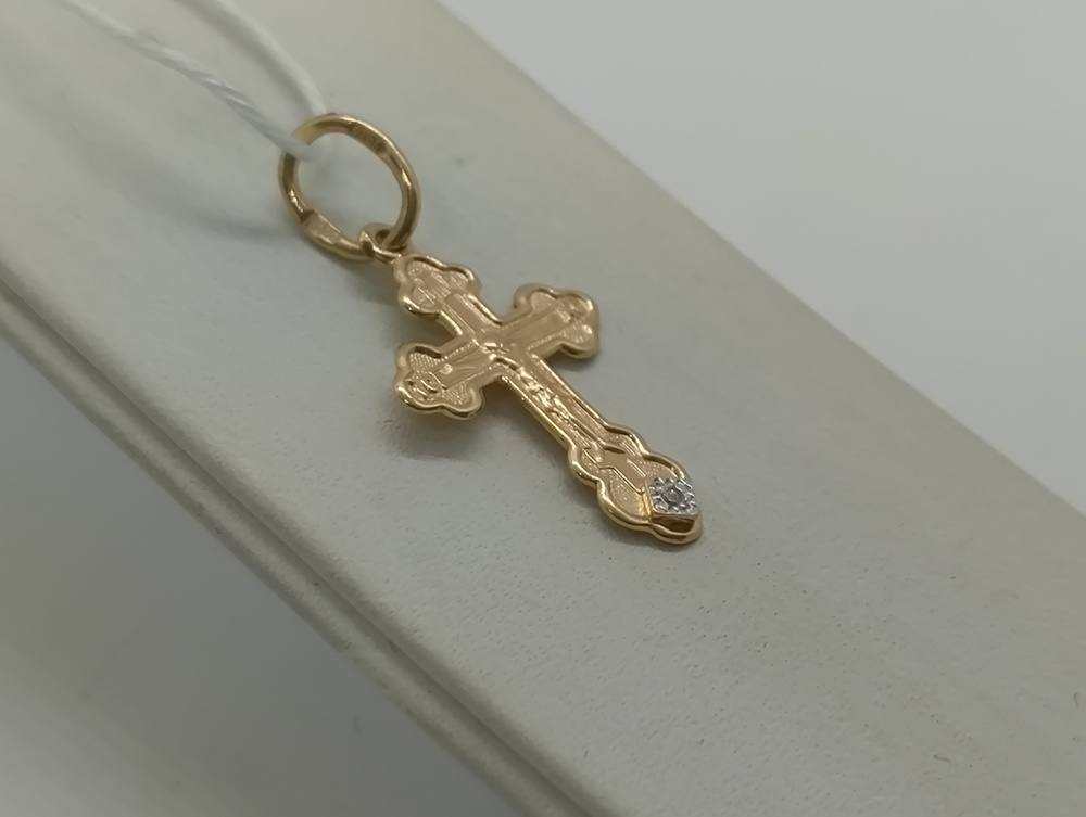 ПОДВЕСКА КРЕСТ С КАМНЕМ (Au 585)