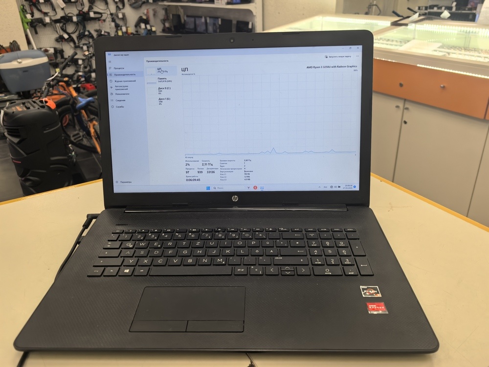 Ноутбук HP 15gw006ur; Ryzen 3 3250U, Radeon Graphics, 8 Гб, 250 Гб, Нет
