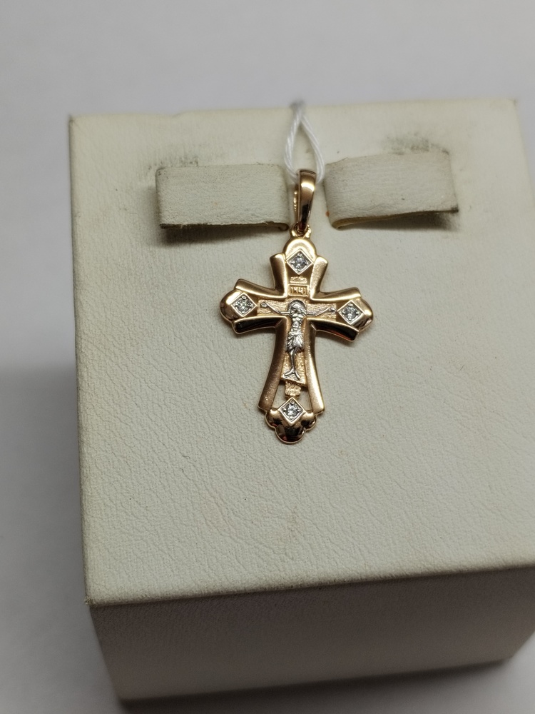 ПОДВЕСКА КРЕСТ С КАМНЯМИ (Au 585)