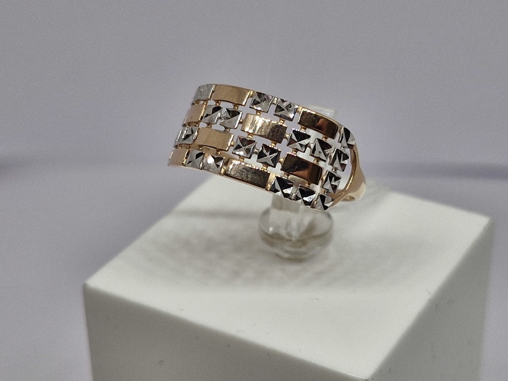 КОЛАЛМ585 КОЛЬЦО С АЛМАЗНОЙ ГРАНЬЮ (Au 585)