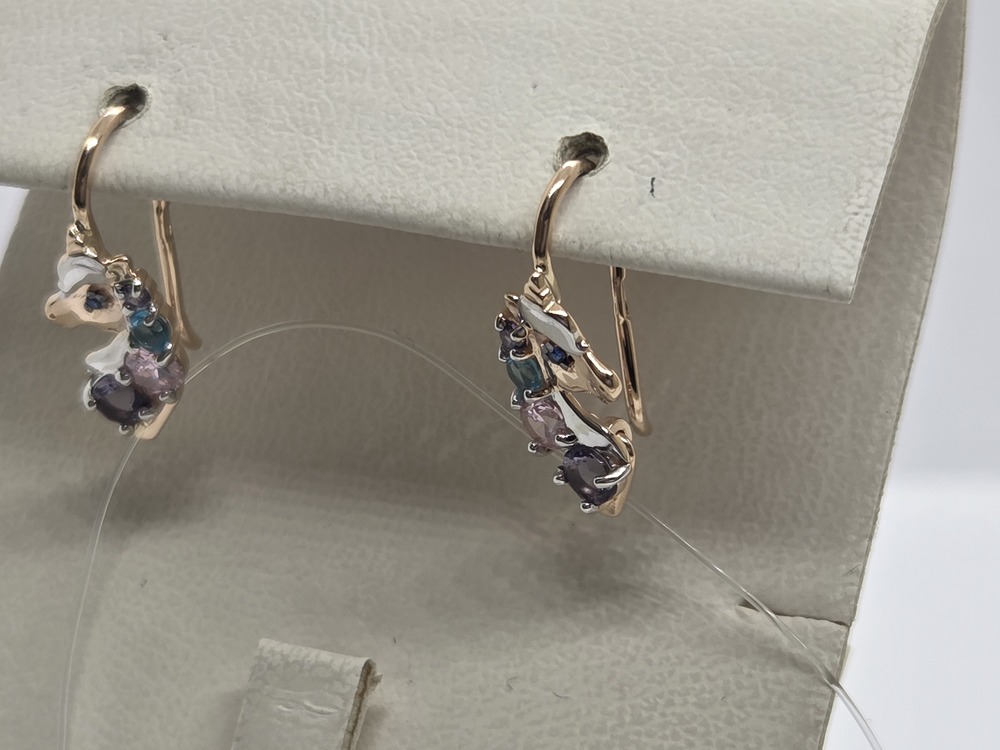 СЕРЬГИ ПЕТЕЛЬКА с камнями (Au 585)