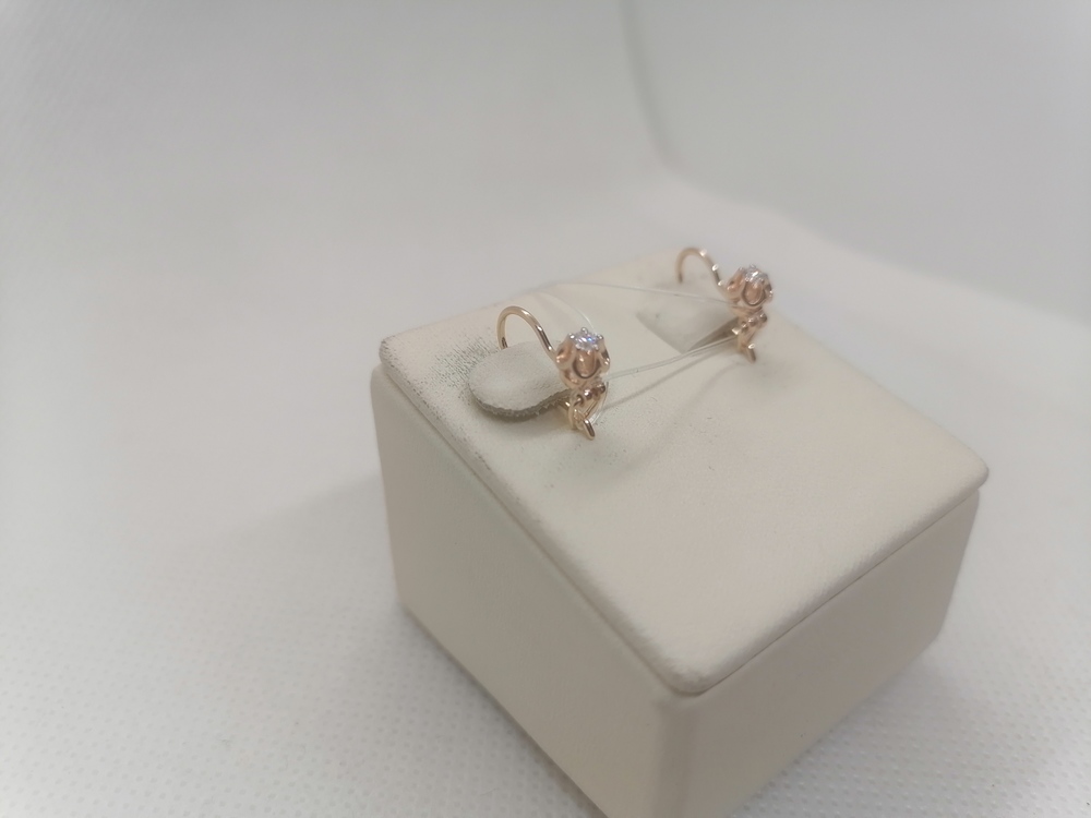 02-7217 СЕРЬГИ ПЕТЕЛЬКА с камнем (Au 585)