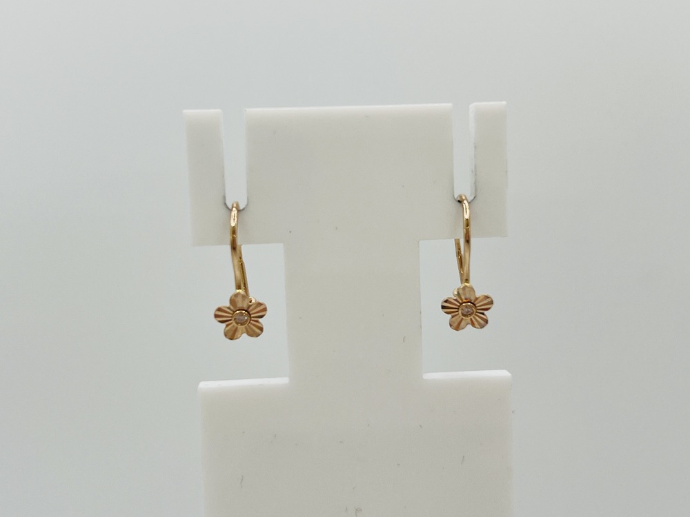 СЕРЬГИ ПЕТЕЛЬКА с камнем (Au 585)