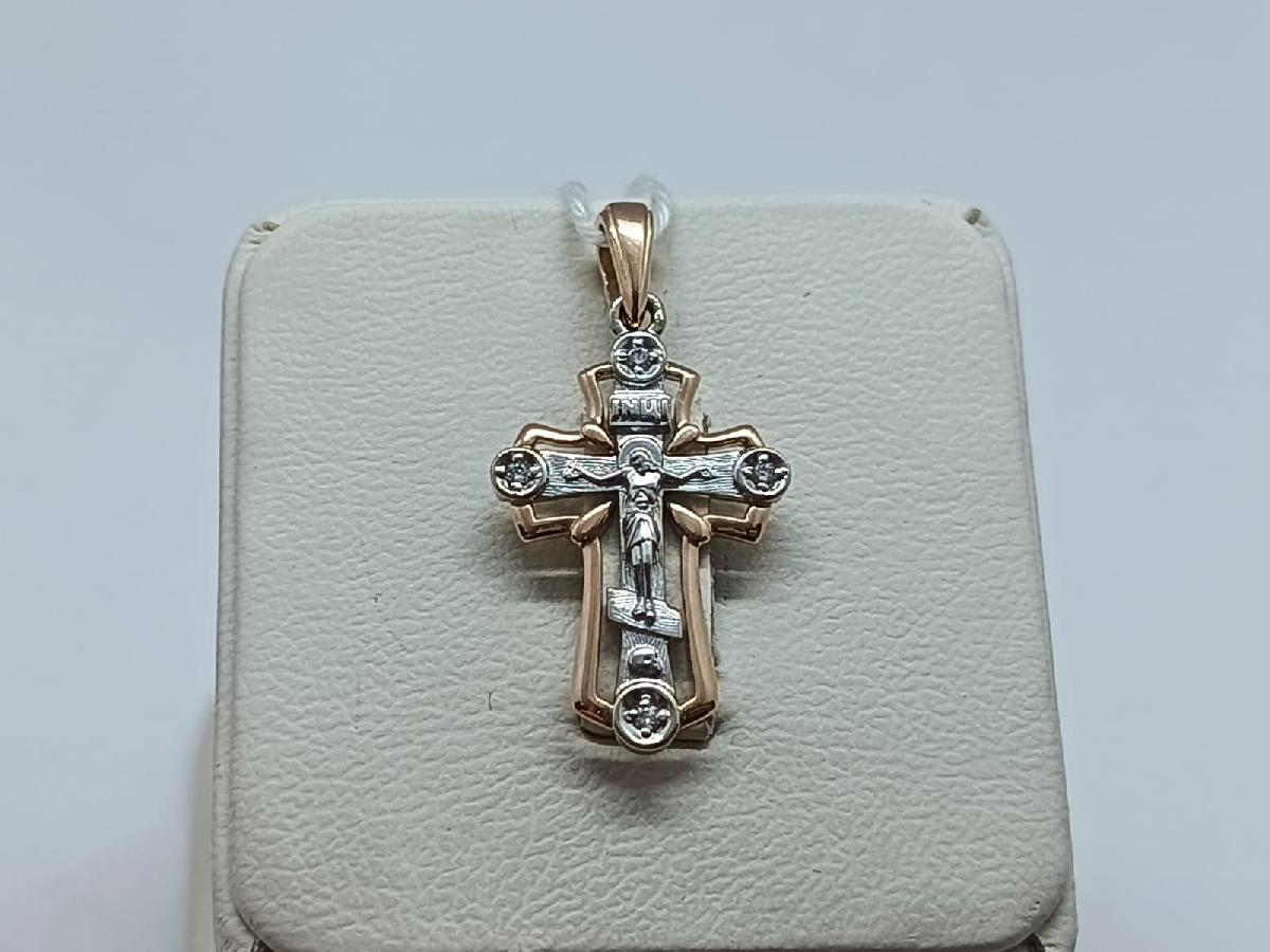 ПОДВЕСКА КРЕСТ С КАМНЯМИ (Au 585)