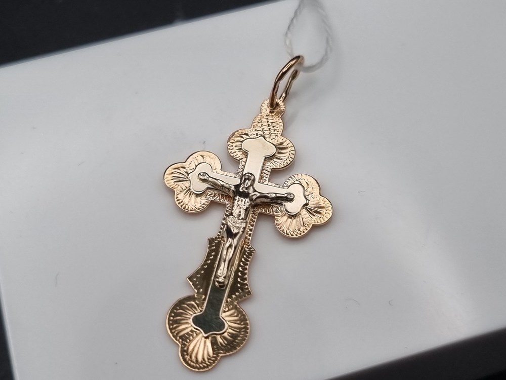 ПОДКБК585 ПОДВЕСКА КРЕСТ БЕЗ КАМНЯ (Au 585)