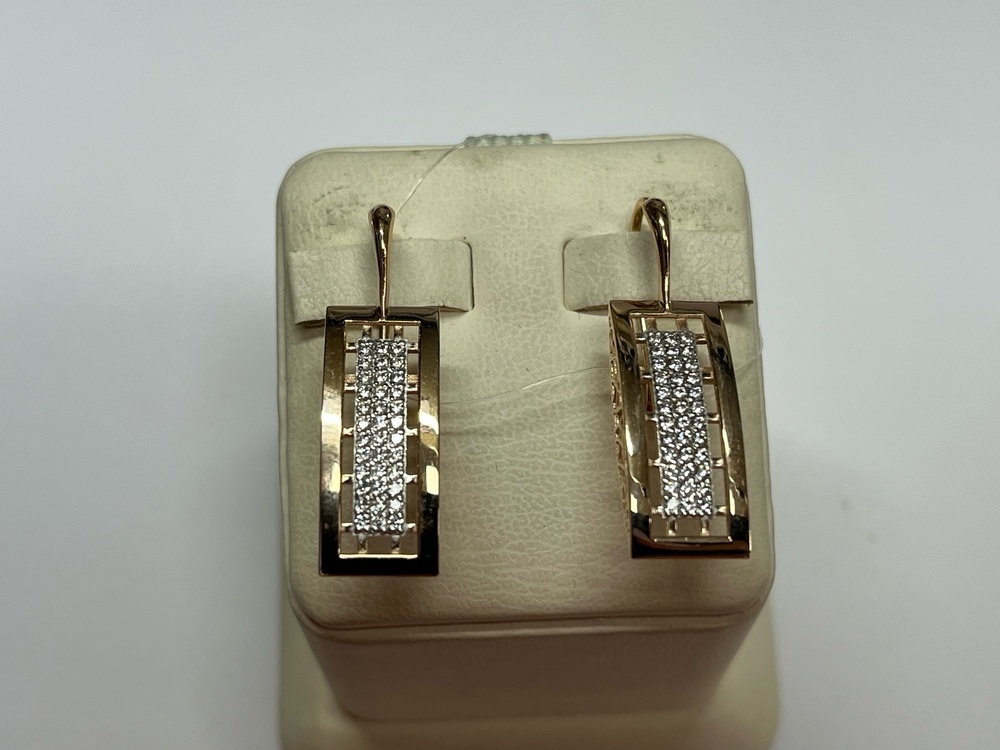 СЕРЬГИ ПЕТЕЛЬКА с камнями (Au 585)