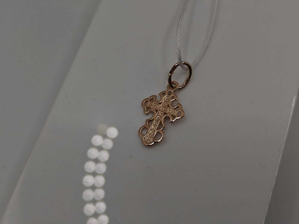 ПОДККИ585 ПОДВЕСКА КРЕСТ С КАМНЕМ (Au 585)