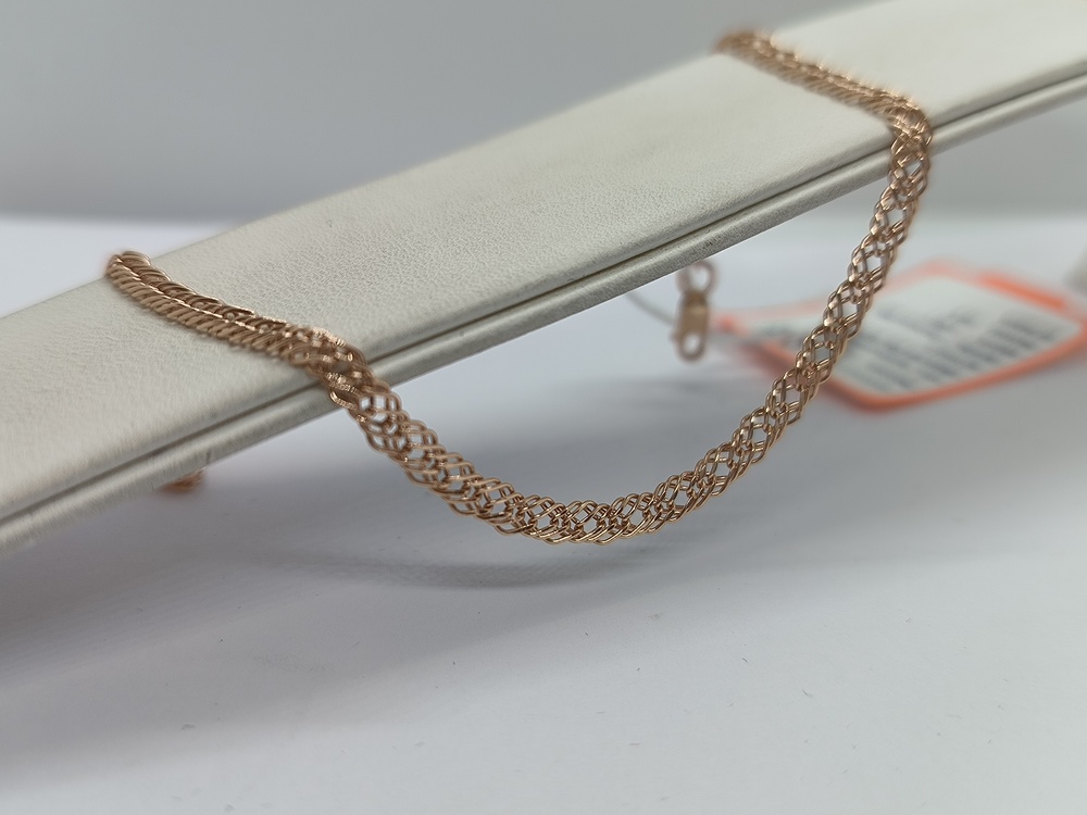 БРАСЛЕТ ПУСТОТЕЛЫЙ Ромб тройной Au 585