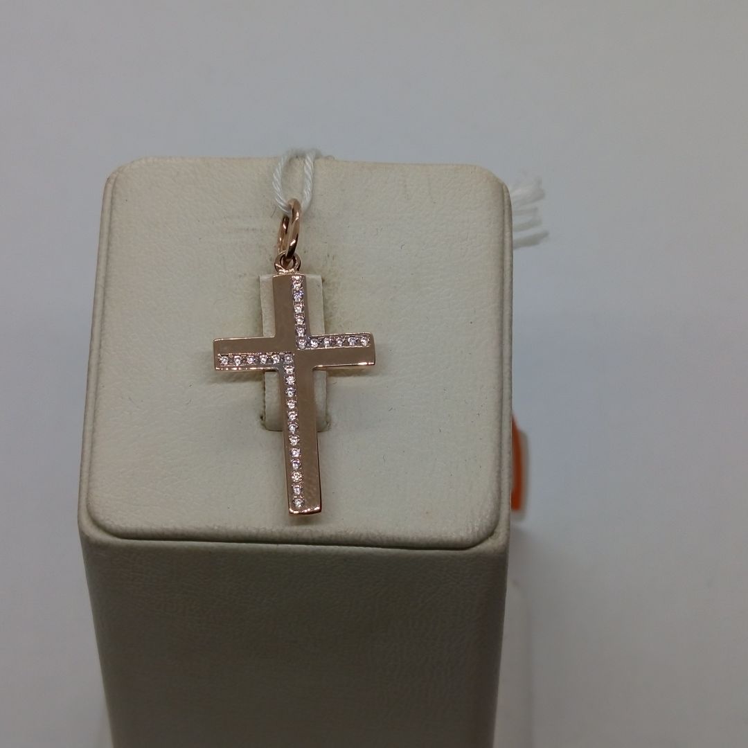 ПОДККИ585 ПОДВЕСКА КРЕСТ С КАМНЯМИ (Au 585)