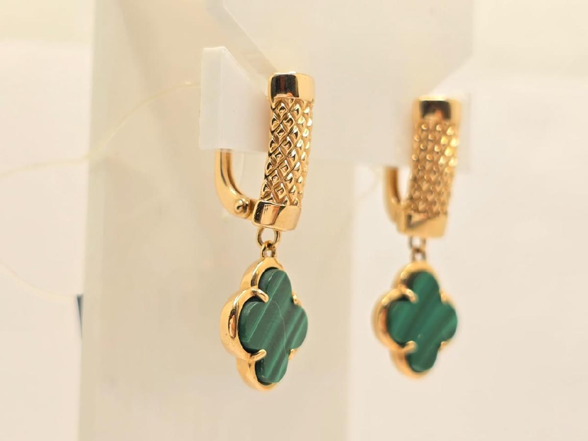 СЕРЬГИ МАЛАХИТ (Au 585)