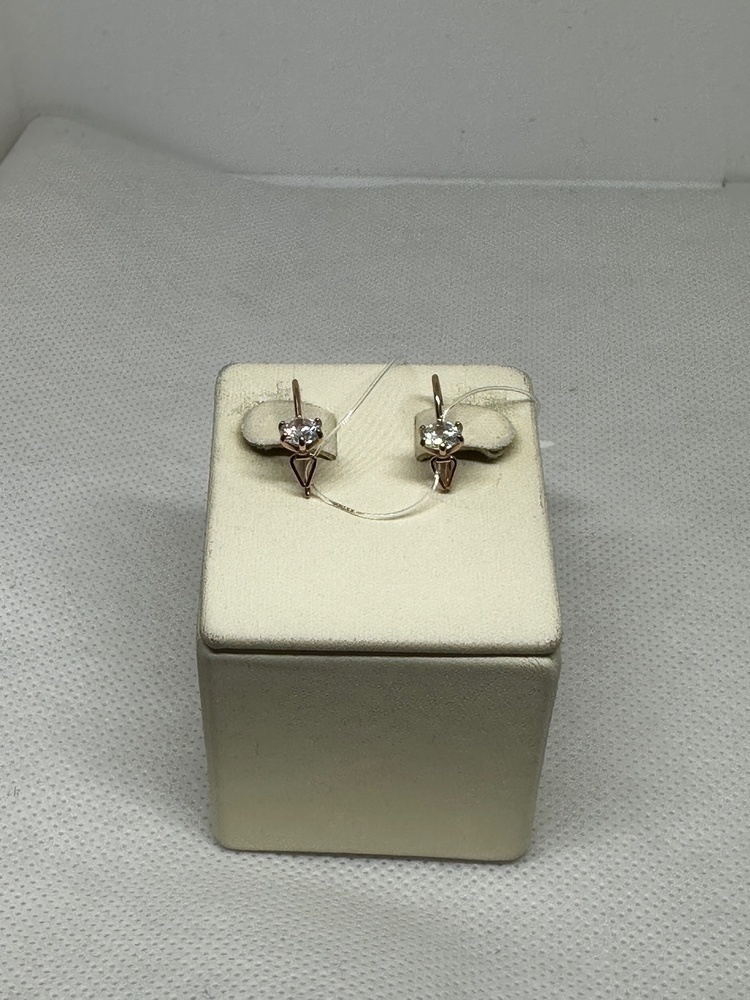 СЕРЬГИ ПЕТЕЛЬКА с камнем (Au 585)