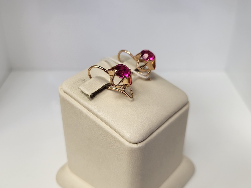 СКМ583 СЕРЬГИ С КАМНЕМ (Au 583)