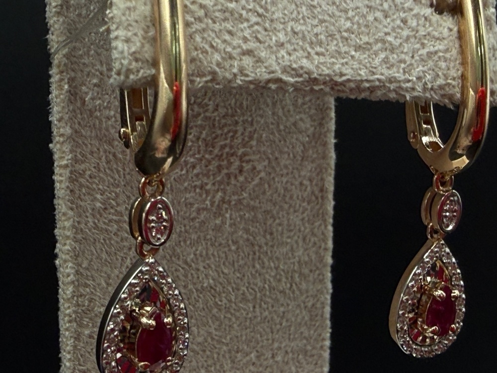 СЕРЬГИ Бриллиант, рубин (Au 585)